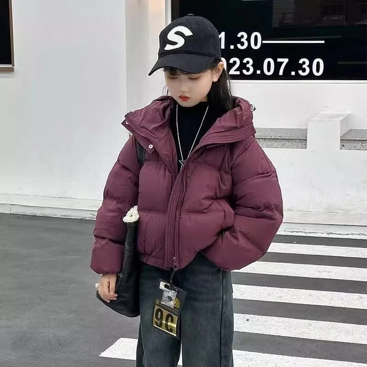 女童冬季2025新款洋气儿童面包服短款中大童加厚外套棉衣