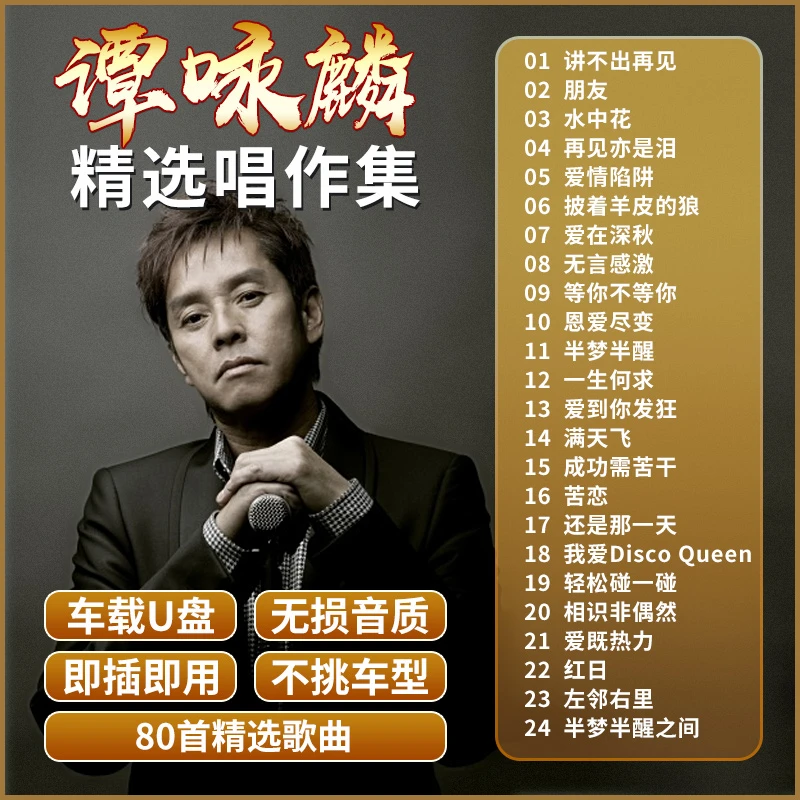 谭咏麟专辑车载u盘粤语经典老歌怀旧歌曲无损高音质车用音乐优盘