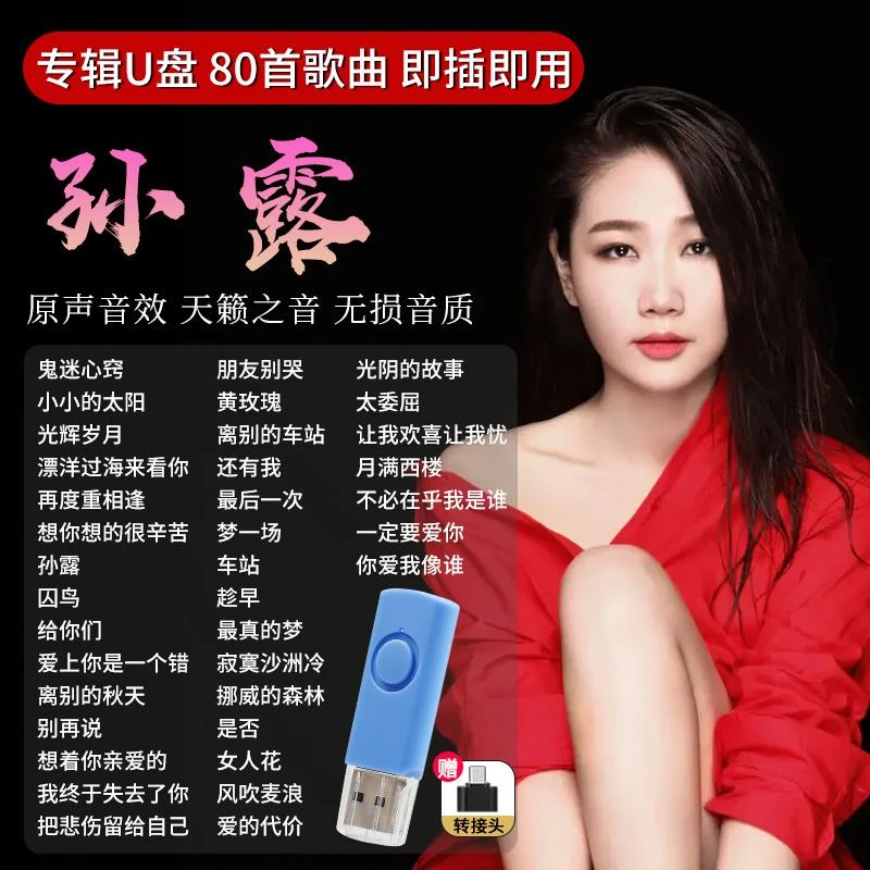 孙露专辑U盘汽车载发烧女声HiFi试音无损高音质经典歌曲车用优盘