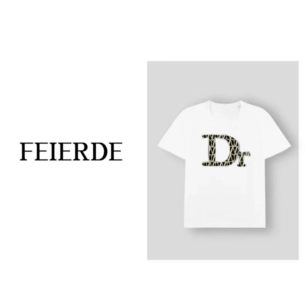 【菲而德】2024欧洲站设计师男士轻奢潮流刺绣D家套装时尚T恤短裤