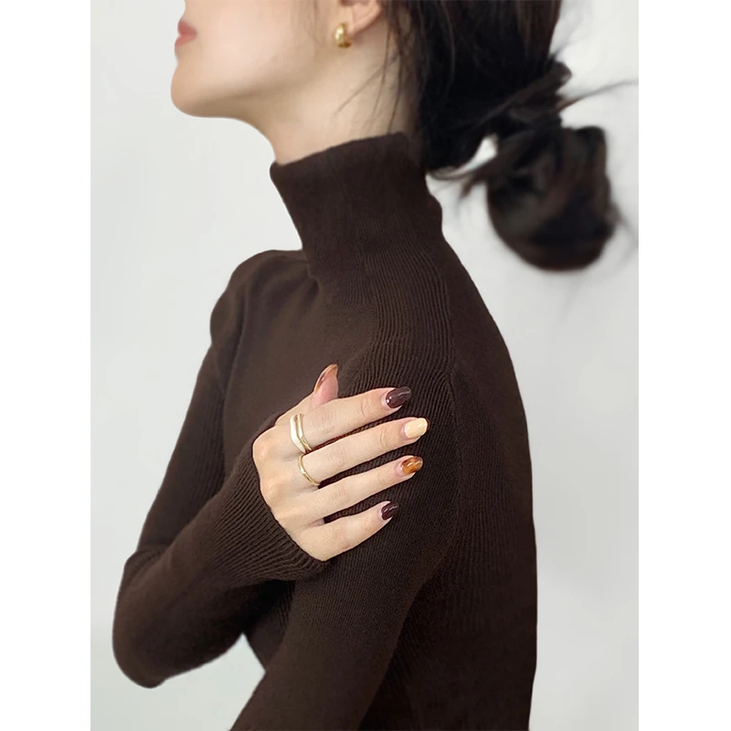 高领内搭针织衫毛衣女秋冬新款堆堆领打底衫紧身显瘦叠穿内搭上衣