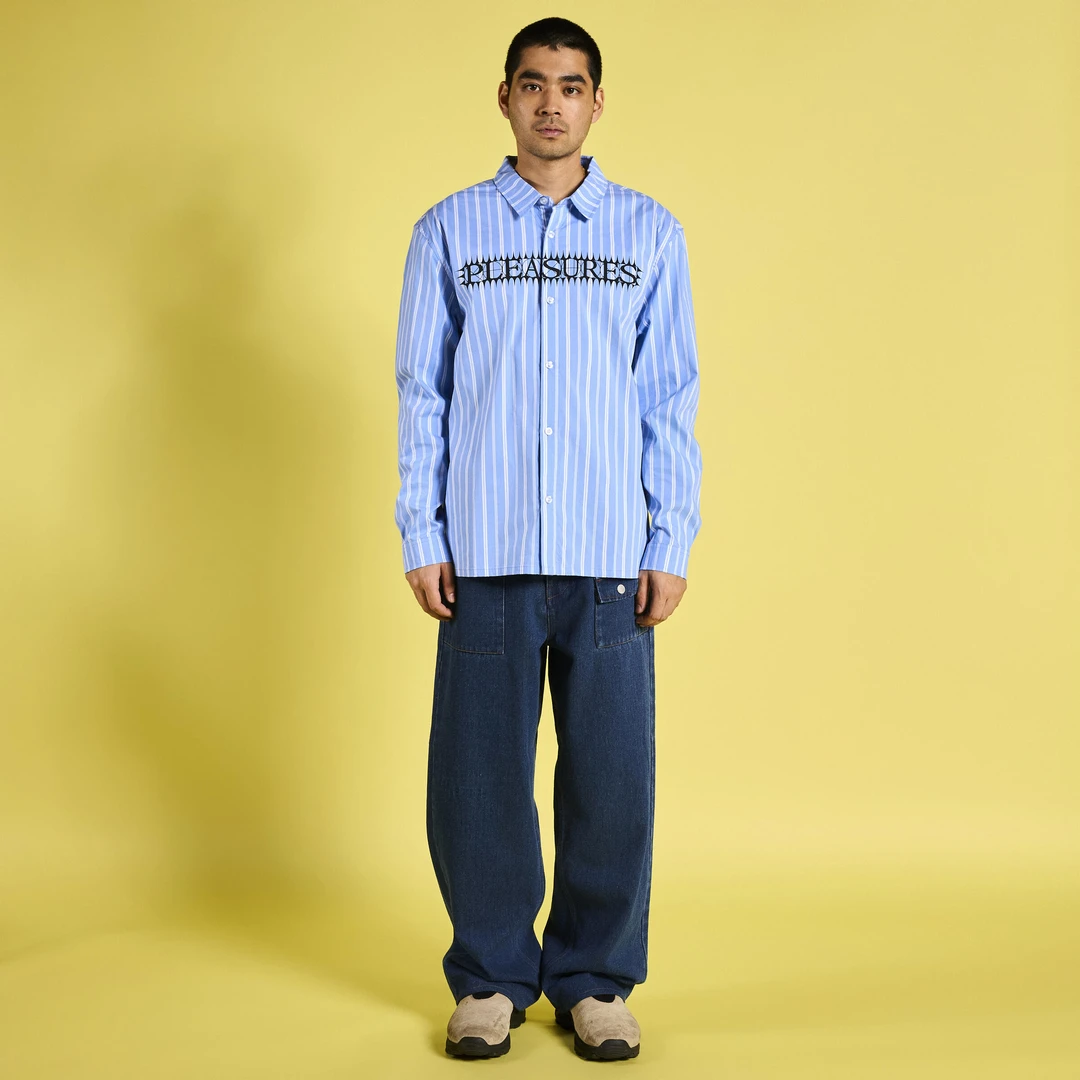 PLEASURES FETCH BUTTON DOWN条纹衬衫