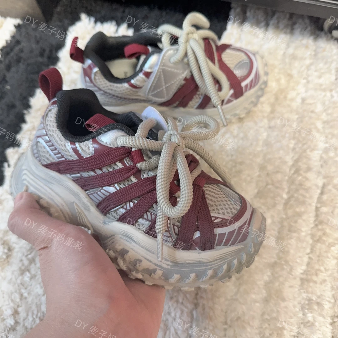 现MZ.儿童冬季新款高品做旧复古擦色安哥拉红老爹鞋1143