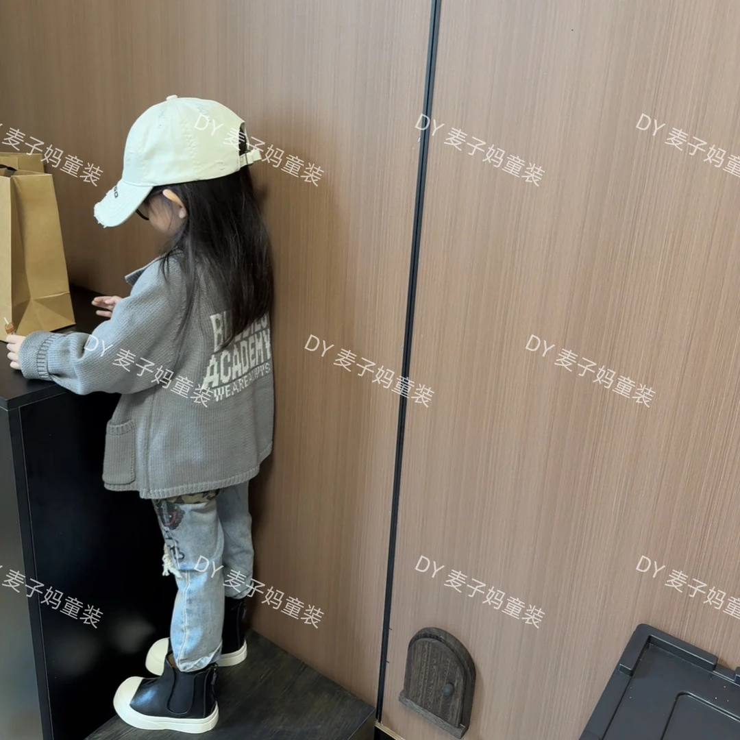 MZ.儿童秋款新款韩版字母印花毛衣开衫外套902