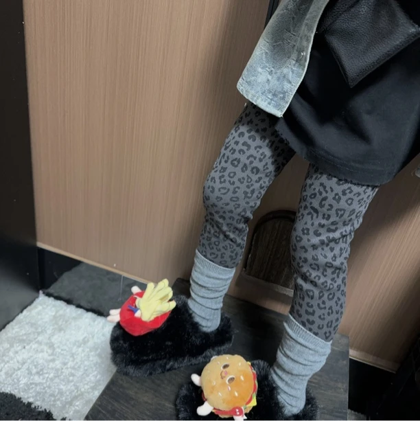 现MZ.儿童秋季新款豹纹修身洋气松紧弹力腰打底裤1059