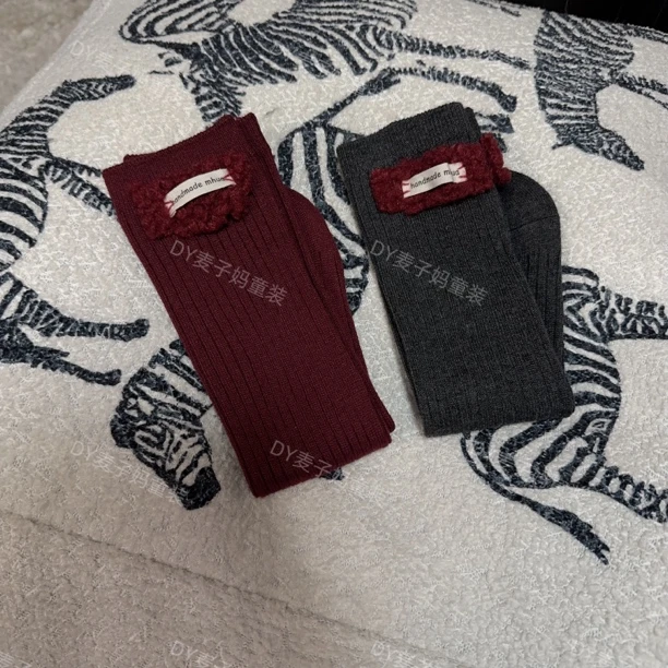 MZ.儿童毛绒贴布新年堆堆袜长筒袜1315