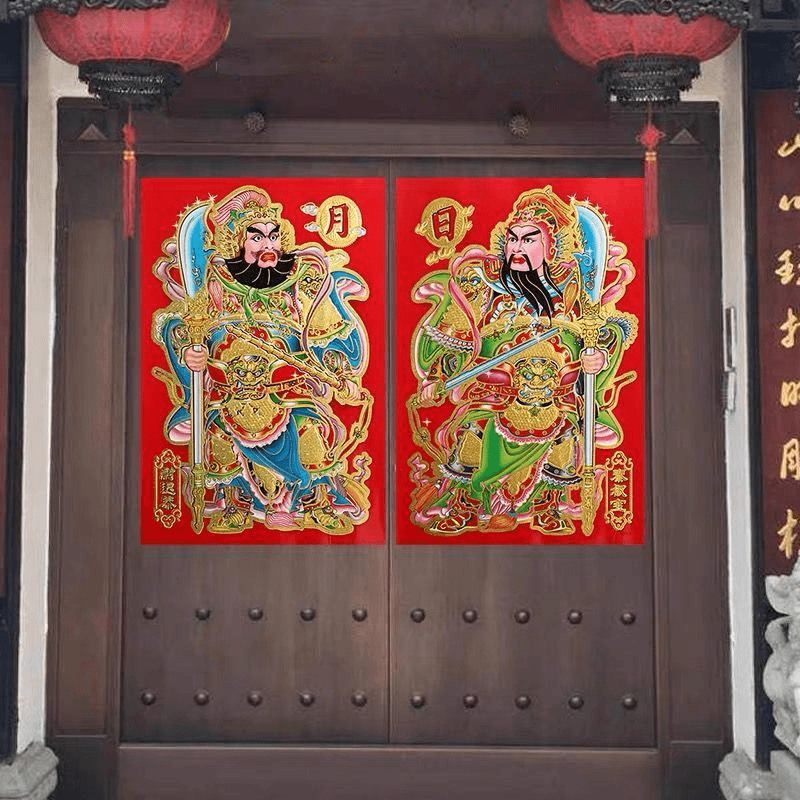 2024新年大门门贴画烫金铜版纸防水家用尉迟恭秦叔宝大门门神