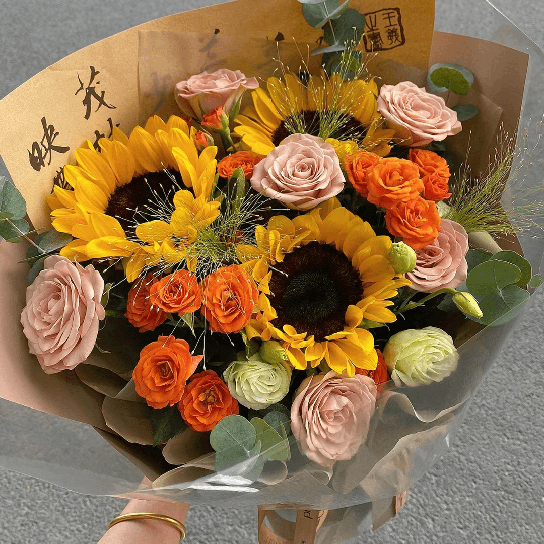 全国同城卡布混搭花束 鲜花同城配送花店团购上门花束