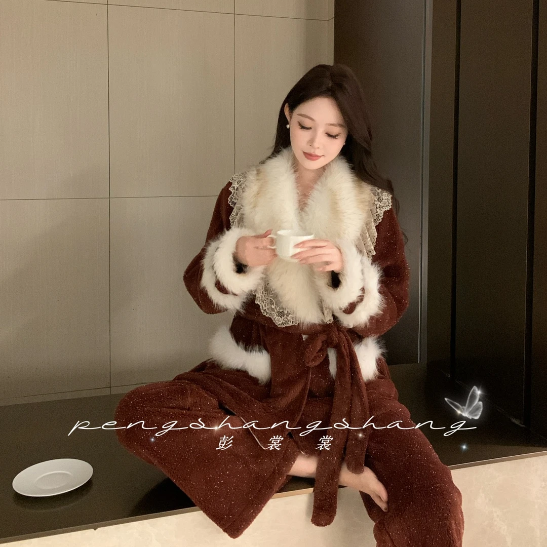 彭裳裳【月光茶盏】冬装上新女士潮流保暖睡衣舒适百搭居家服套装