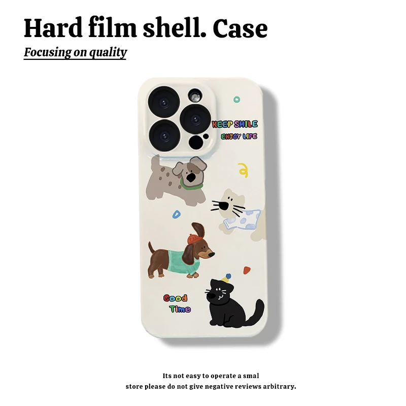 搞怪猫狗米色创意手机壳于适用苹果15华为oppo菲林硬壳红米13荣耀