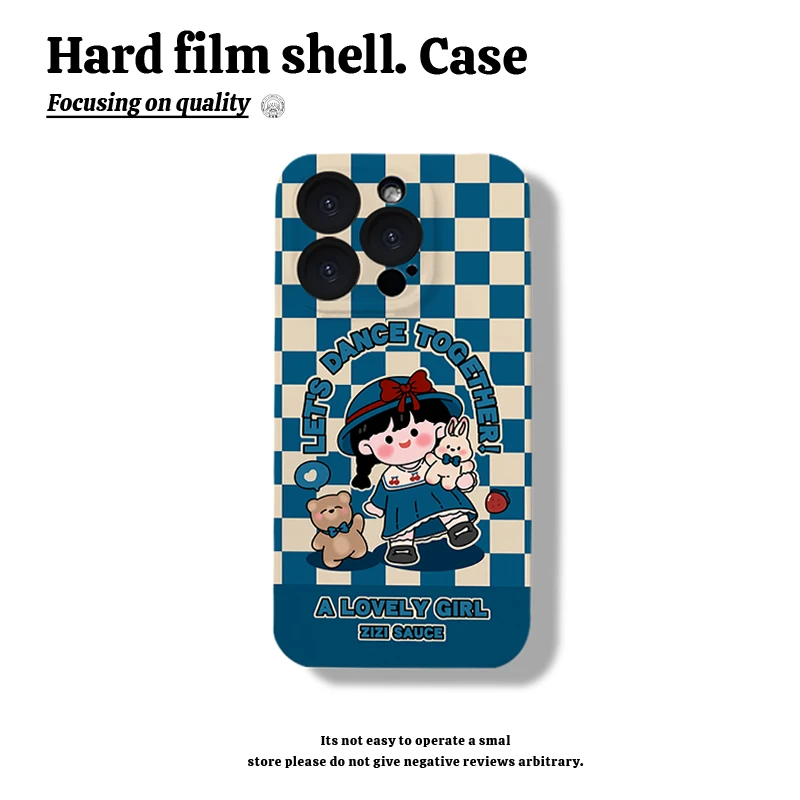 芝芝酱复古蓝色手机壳适用苹果15华为oppo小米菲林硬壳红米13荣耀