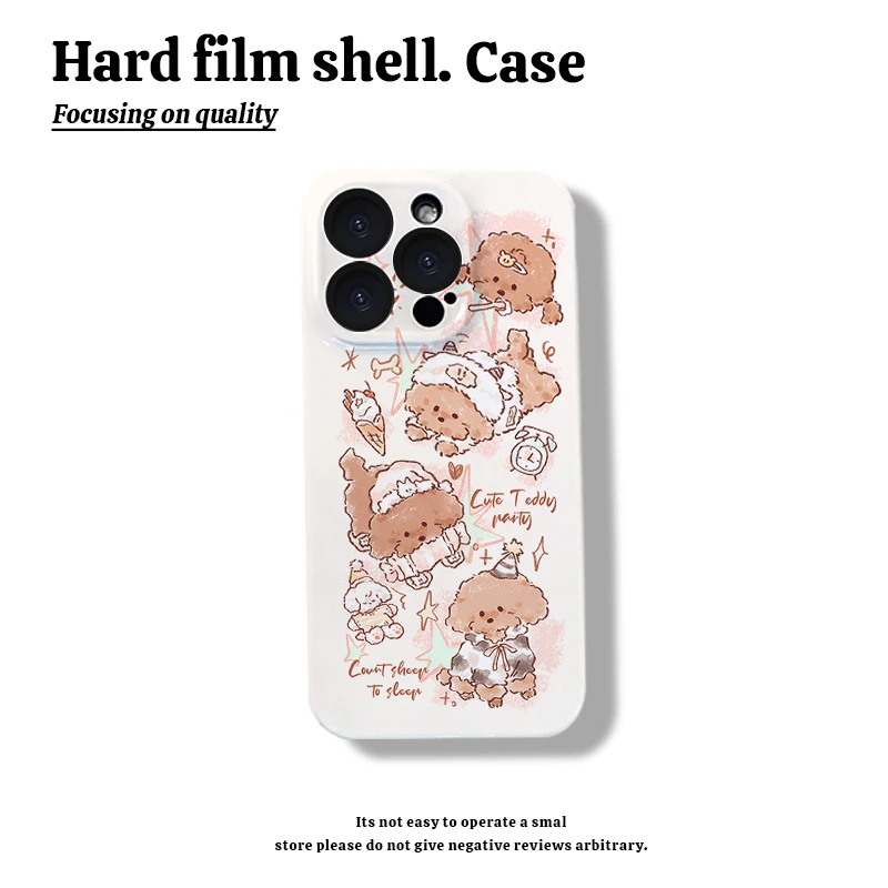 睡衣派对泰迪粉色手机壳适用苹果15华为小米vivo菲林硬壳荣耀60软
