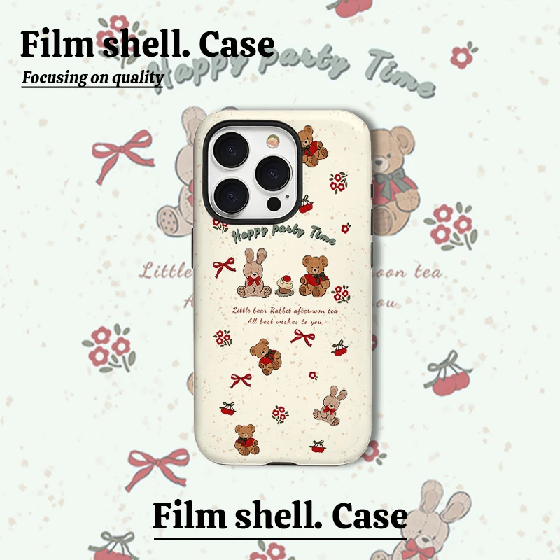 美拉德小熊小兔手机壳适用苹果15华为oppo小米菲林硬壳荣耀mate60