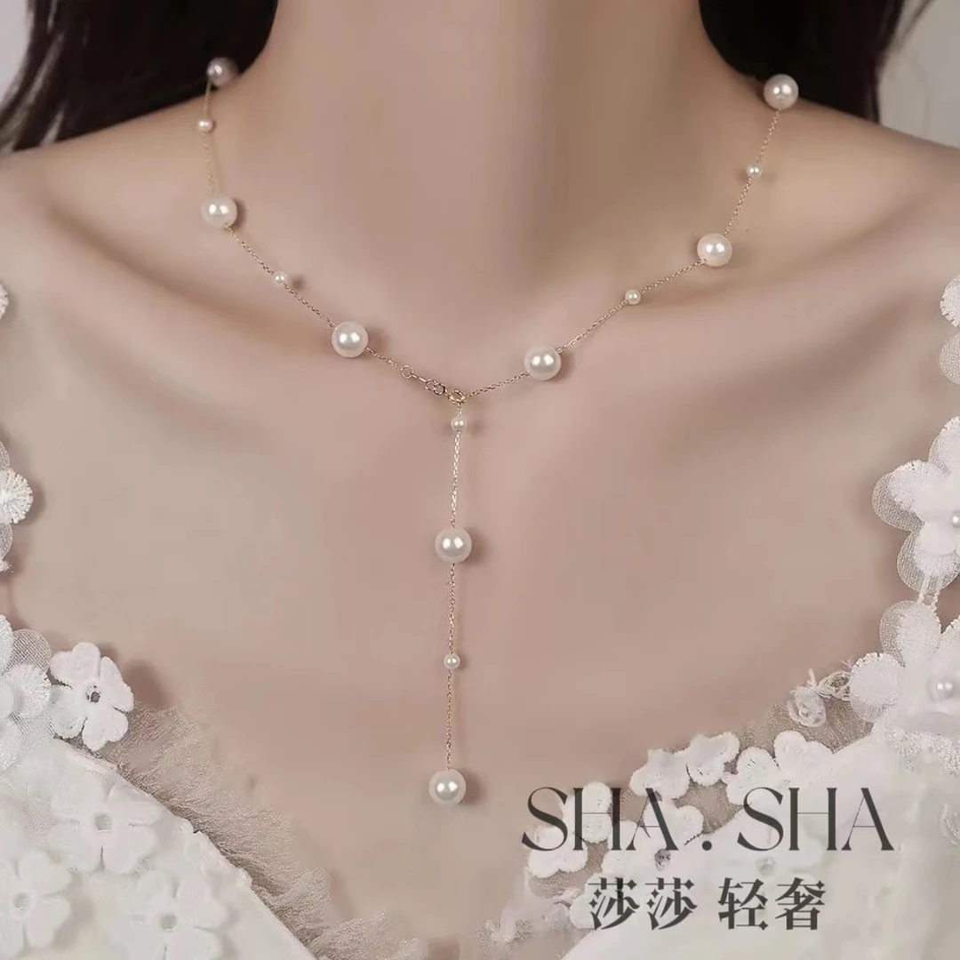 非金属仿珍珠项链 链子925银轻奢百搭贝珠【满天星】2项链锁骨链