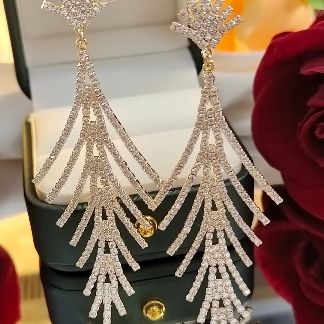 铜合金合成锆石耳饰 J·S【挽歌】925银针流苏耳环轻奢时尚重工