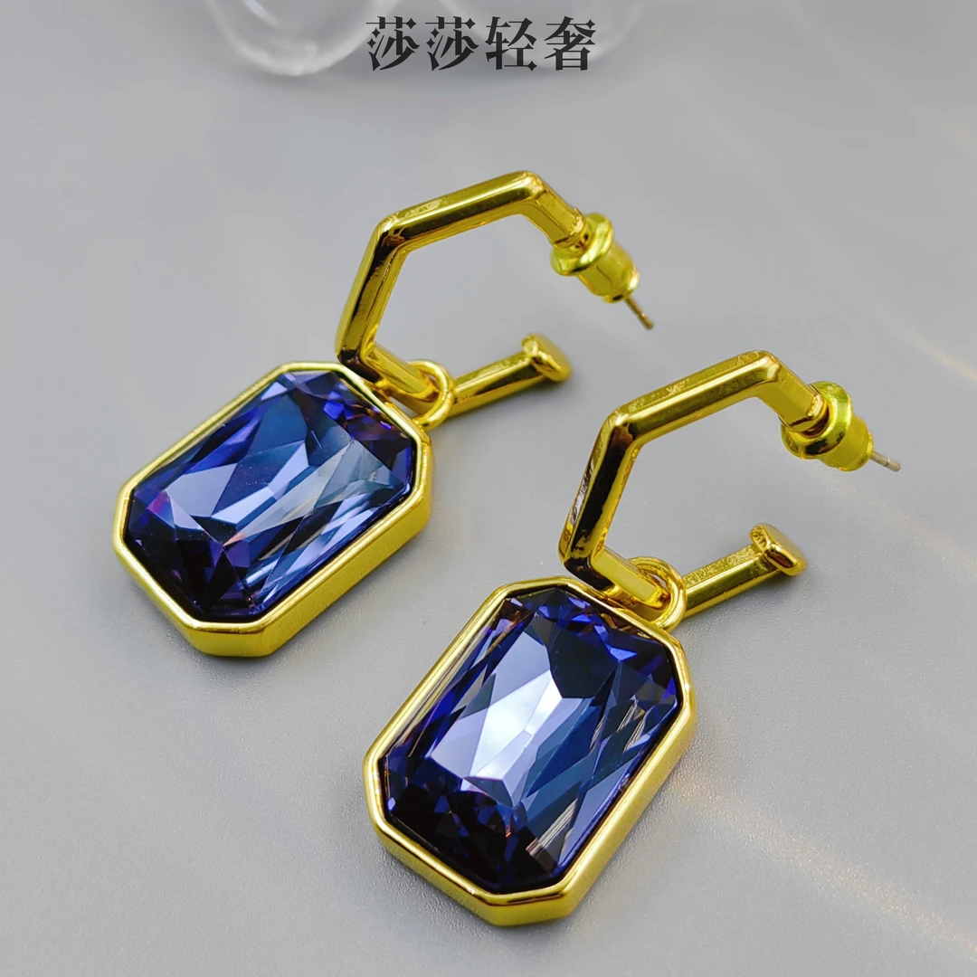 铜合金合成锆石耳饰 【染指年华】重工925银针耳饰/项链轻奢高级