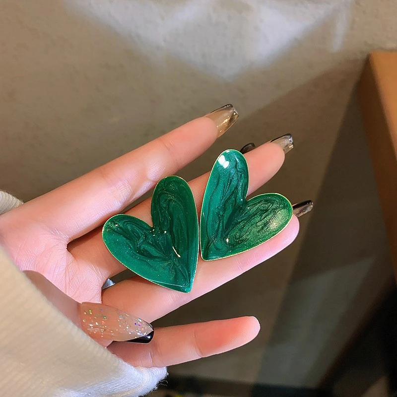 铜合金陶瓷耳饰 【爱心耳环】925针韩国气质滴釉爱心个性设计耳环