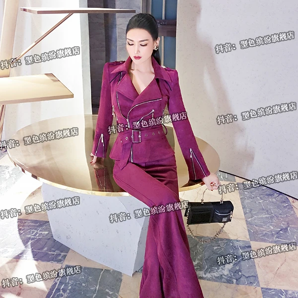 秋冬高端气质OL职业套装女2023新款小西装外套喇叭裤两件套
