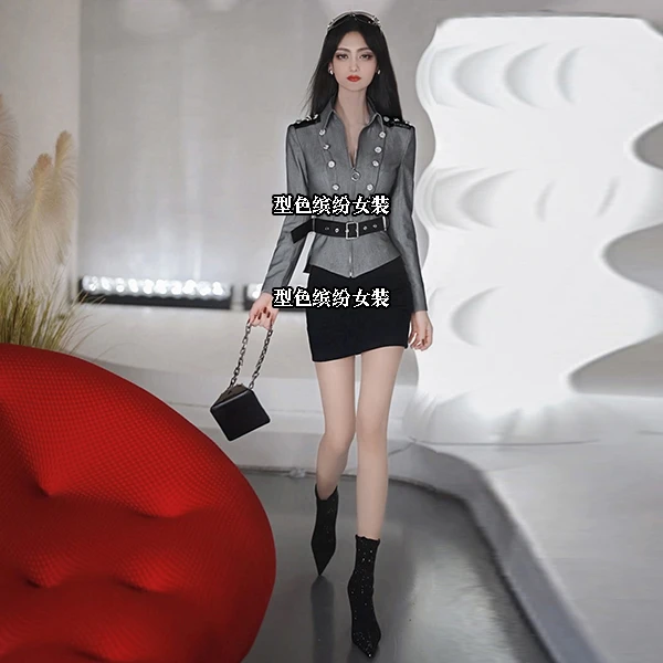 时髦女装拼接收腰衬衫秋季别致显瘦OL上衣春秋