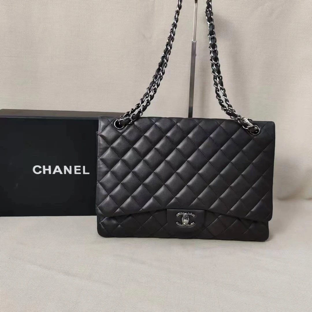 95新 Chanel/香奈儿 小鱼儿/4020805/光面 CF maxi 单肩口盖包