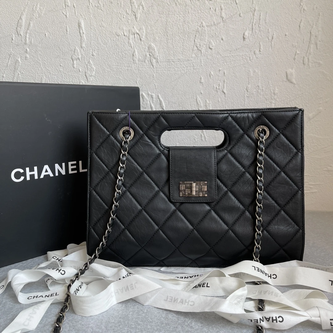 90新 Chanel/香奈儿 小鱼儿/032807/时尚百搭款 黑色 手提 单肩包