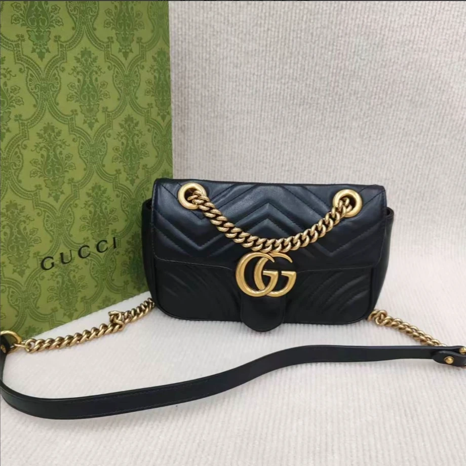 95新 GUCCI/古驰 小鱼儿/TH4060202/黑色22马蒙包