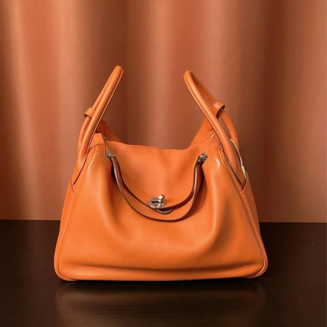 95新 Hermes/爱马仕 林老板/062023/经典款橘色 Lindy 30单肩包