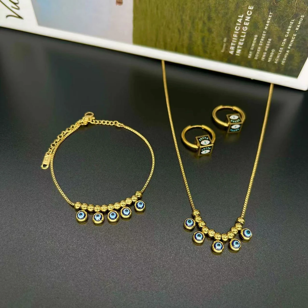 钛钢项链 复古而优雅的钛钢项链和耳环时尚 中古 百搭 新品105