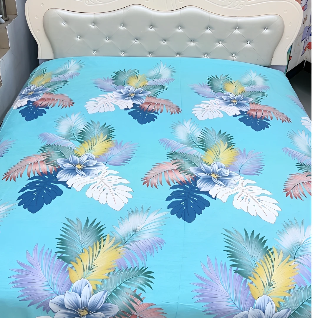 全棉被套斜纹加密加厚【蓝色花影】亲肤柔软印花单人布床