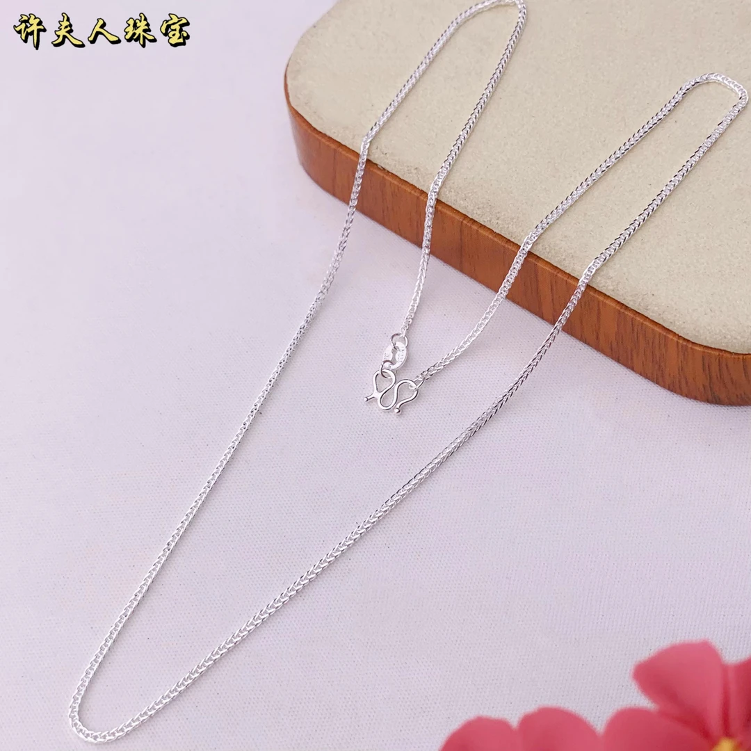 链子足银 足银999时尚百搭M扣头肖邦链  女士素链45cm