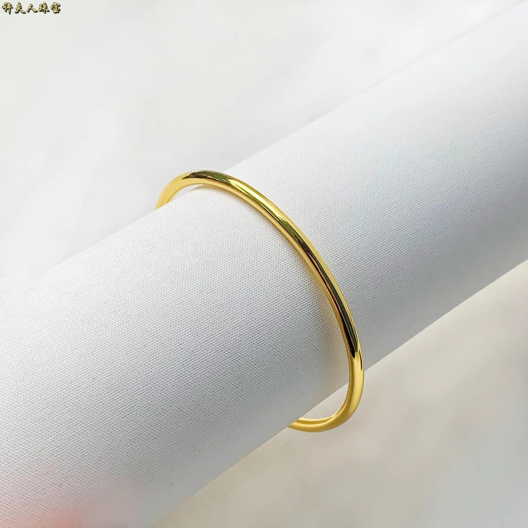 足银手镯 足银 时尚百搭经典亮面 素圈窄版圆镯