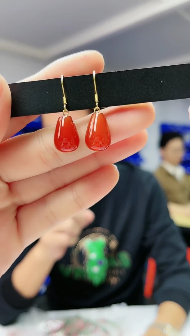 【闪购商品】玛瑙/玉髓耳钉银S925镶嵌S925银玛瑙耳钉