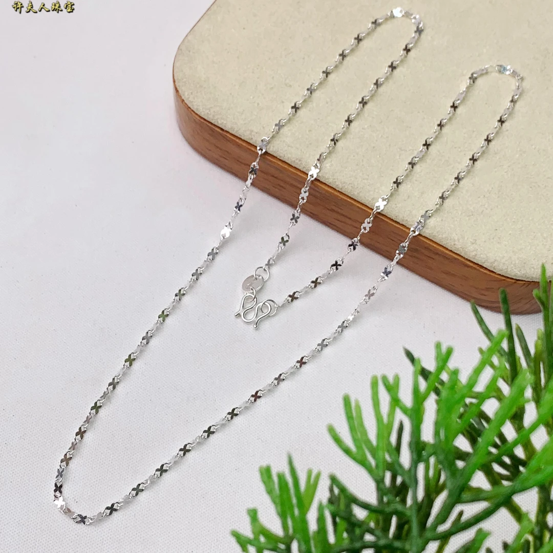 链子足银 足银999精致时尚百搭简约女士经典蝴蝶项链45cm