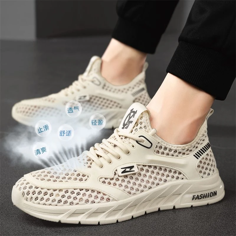男鞋夏季2024新款镂空透气休闲百搭网鞋软底耐磨跑步网面运动潮鞋
