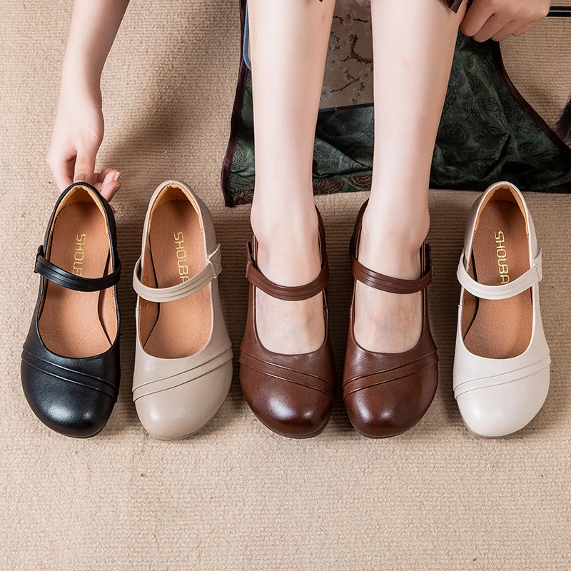 8206春秋中老年休闲百搭软底妈妈鞋圆头粗跟秋季妈妈鞋舒适软底