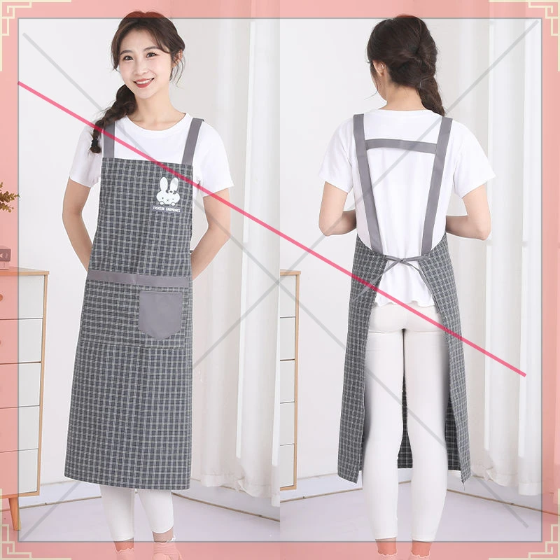 日式纯棉透气长袖围裙薄款时尚男女通用厨房工作服可爱防污有阳品
