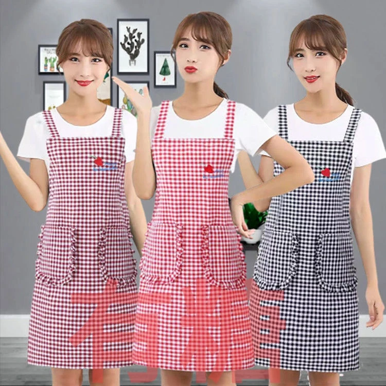 围裙背带时尚纯棉罩衣厨房家用做饭防油围腰裙时尚上女士漂亮围裙