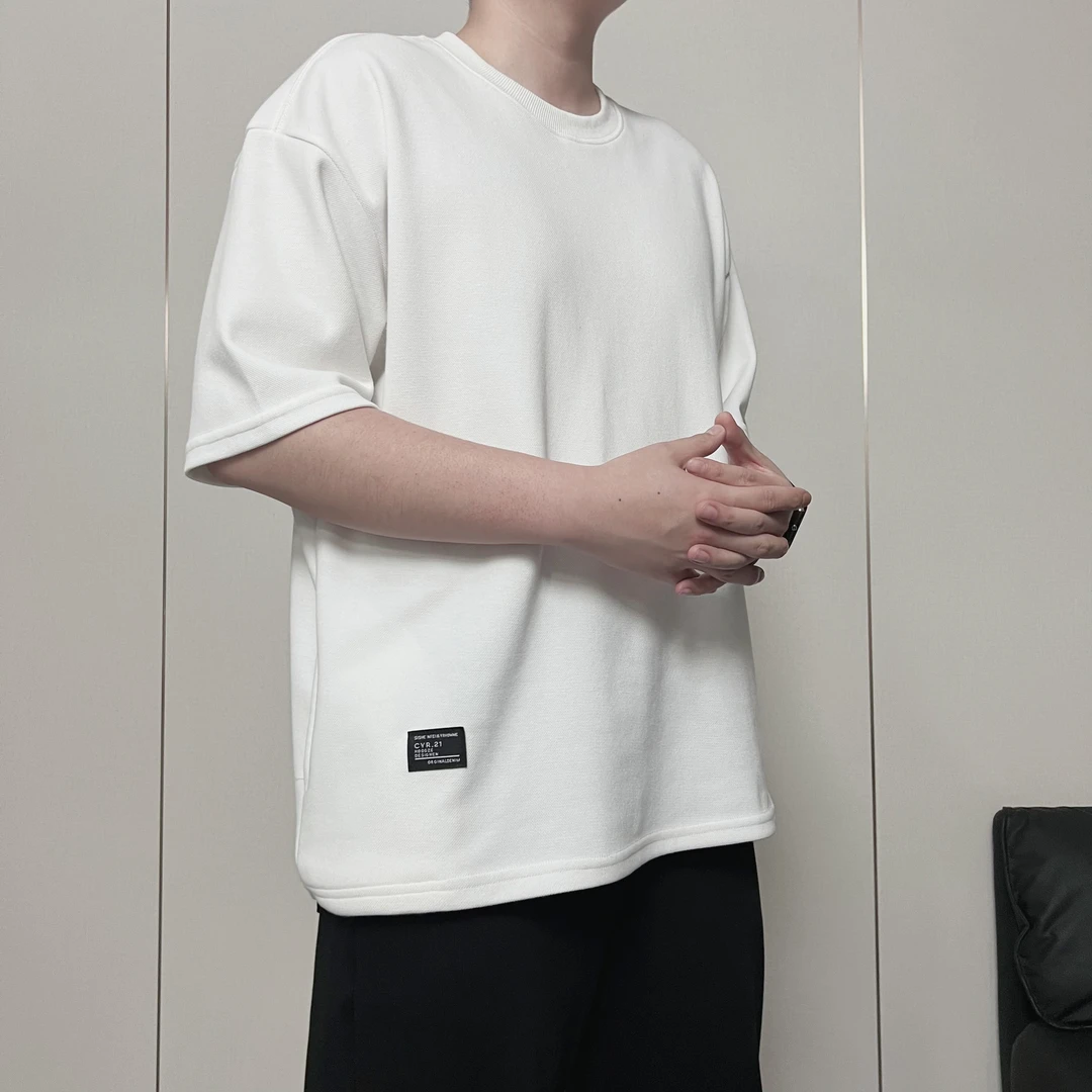 【ZZNP】24年夏季爆款隐形口袋大码宽松纯色三本针夏天百搭短袖T恤