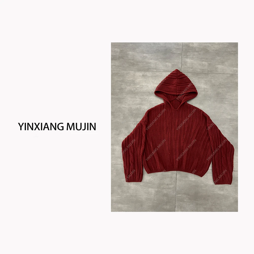 【YINXIANG MUJIN 】流星羊毛帽衫 欧版宽松百搭长袖女套头带帽毛衣