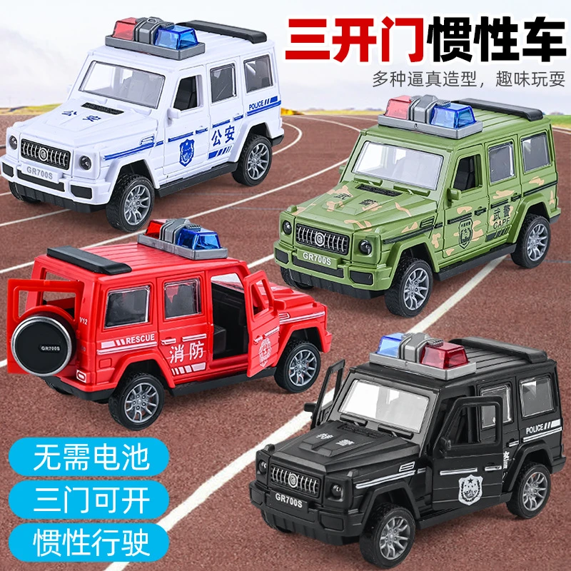 跨境惯性四驱越野车儿童男孩玩具警车特技翻斗玩具模型车