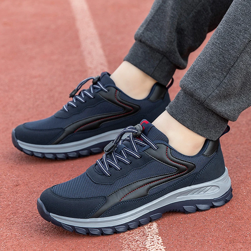 足力健防滑品牌老人鞋秋季健步鞋男款2024年新款透气网面运动鞋中