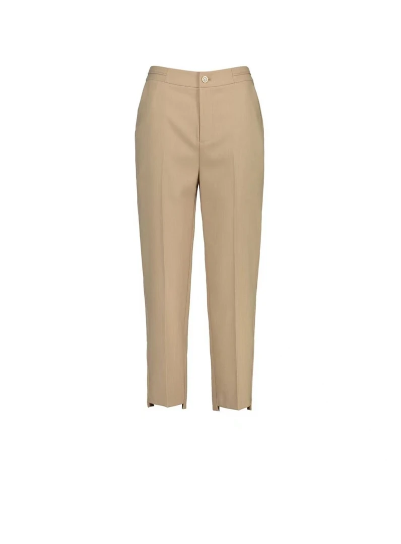 2024时尚爆款百搭烟管裤卡其女士休闲设计师轻奢直筒舒适简约气质