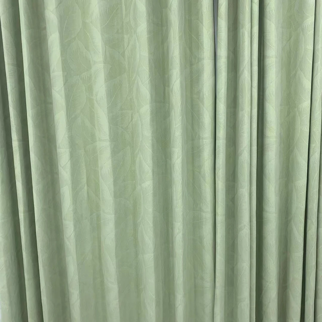 卓闲窗帘安居乐叶抹茶绿加厚雪尼尔客厅简约成品绿色窗帘