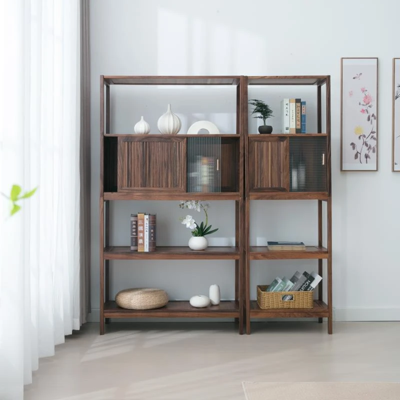 胡桃木博古架实木中式茶柜茶具置物架茶架子茶叶展示柜书柜书架子