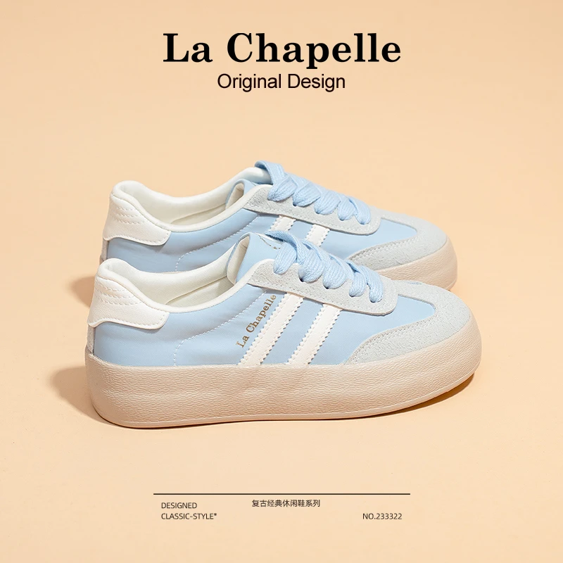 拉夏贝尔复古德训鞋女鞋2025新款春季百搭小白鞋子女小众运动板鞋