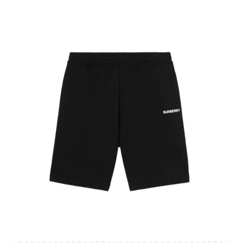 Burberry博柏利 字母Logo印花直筒五分休闲短裤男款黑色