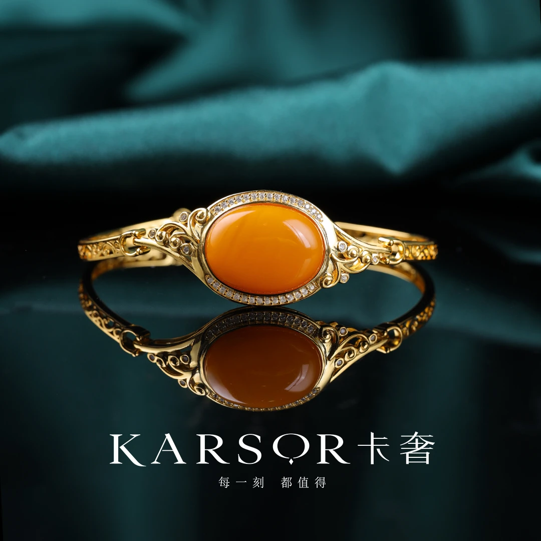KARSOR/卡奢S925银镀金 老蜜蜡 手链S883
