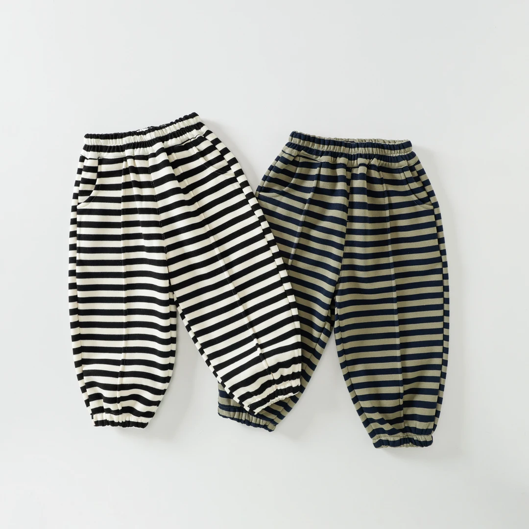 【青木】儿童深秋冬洋气加绒条纹裤66529