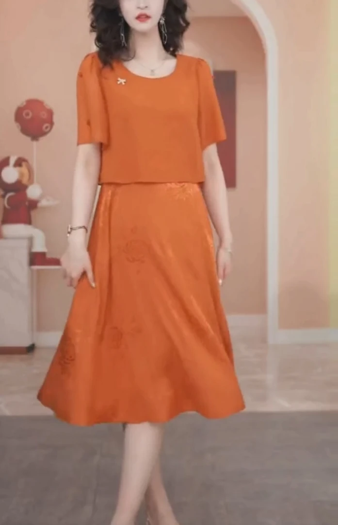 L302新款夏款假两件宽松显瘦气质大码A字气质法式连衣裙女