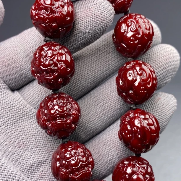 【玉化红打灯透】橄榄核《貔貅》雕刻肌肉感十足 18 mm